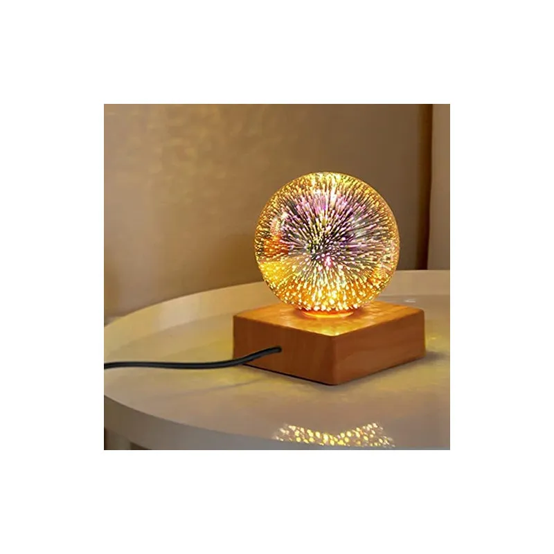 Lampa decorativa de masa, glob cu lumina foc de