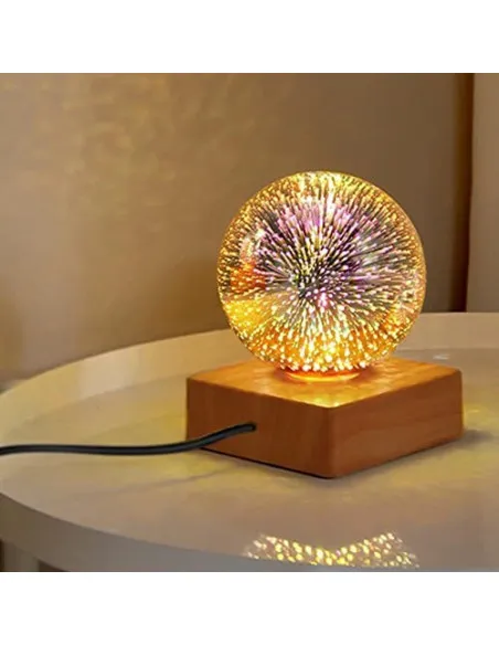Lampa decorativa de masa, glob cu lumina foc de