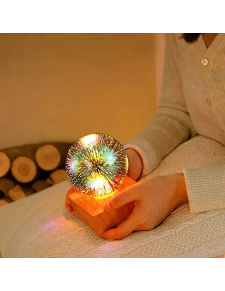 Lampa decorativa de masa, glob cu lumina foc de