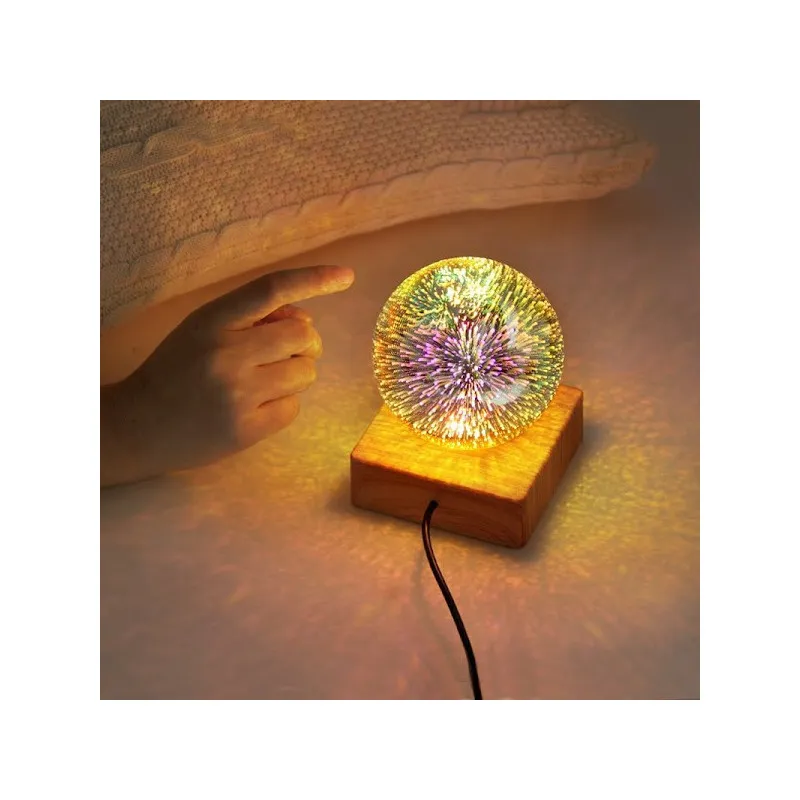 Lampa decorativa de masa, glob cu lumina foc de