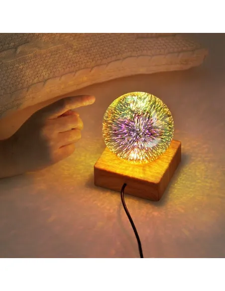 Lampa decorativa de masa, glob cu lumina foc de