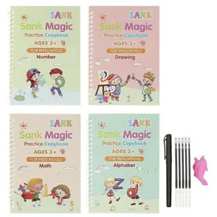 Set 4 Caiete Magice de Lucru cu Stilou Sank Magic, Rechizite Școlare, 19x13 cm 2