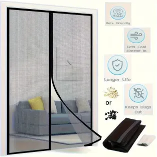 Set 3 Perdele Magnetice Antiinsecte, 210x100 cm, Închidere Automată, Montaj fără Scule 2