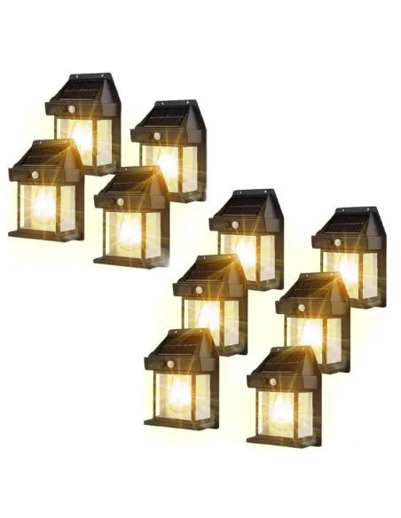 Set 10 x Lampa solara de perete LED cu senzor de miscare fara fir
