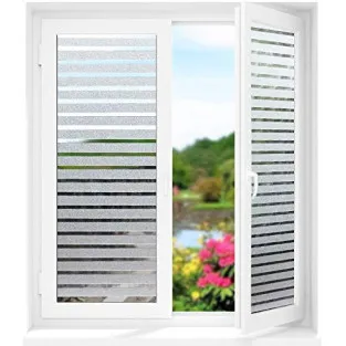 Folie decorativa pentru geam, Dungi Albe, 45 cm x 2