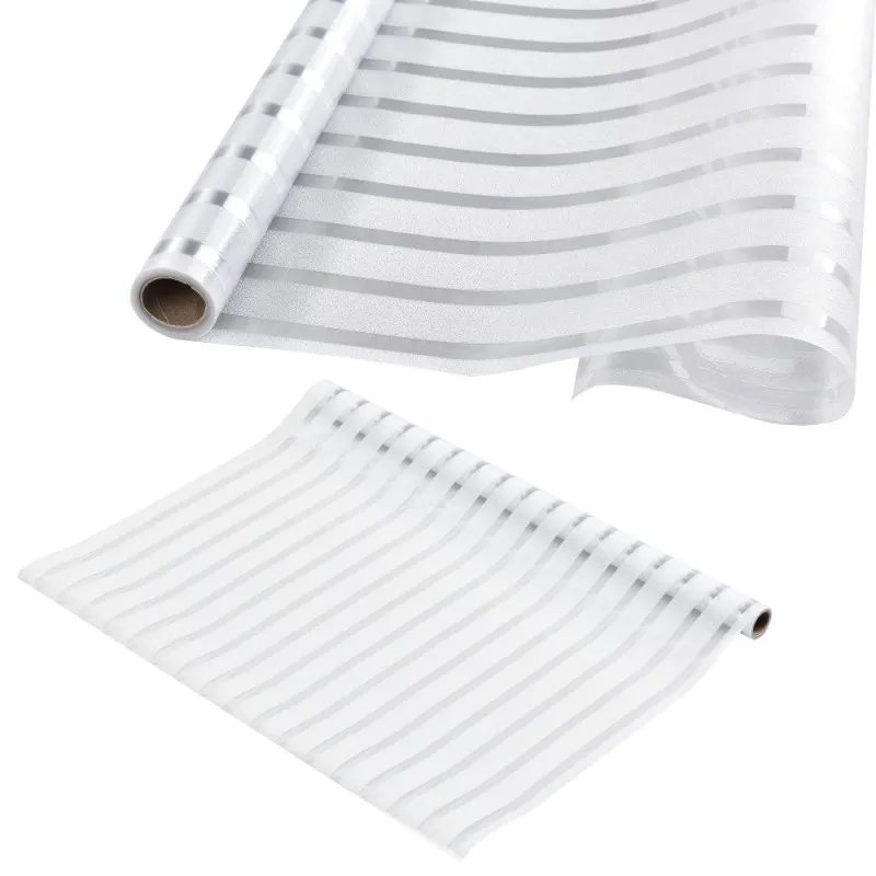 Folie decorativa pentru geam, Dungi Albe, 45 cm x
