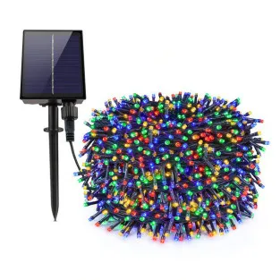 Instalație Solară 100 m, 1000 LED-uri, Panou Solar 1200 mAh, 8 Jocuri de Lumini