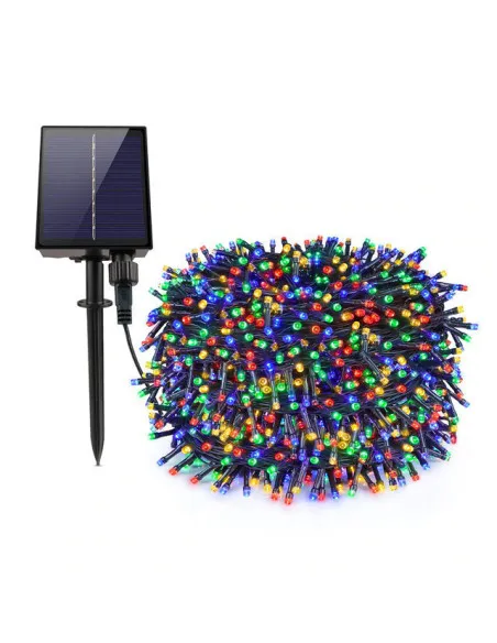 Instalație Solară 100 m, 1000 LED-uri, Panou Solar 1200 mAh, 8 Jocuri de Lumini