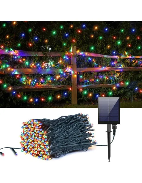 Instalație Solară 100 m, 1000 LED-uri, Panou Solar 1200 mAh, 8 Jocuri de Lumini
