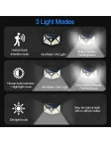 Set 8 Lămpi Solare de Perete, 100 LED, 600LM, Senzor de Mișcare PIR 270°, IP65