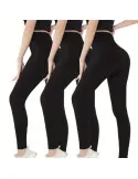 Set 3 colanți călduroși vătuiți, 380 DEN, mărime universală, negru
