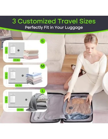 Vacbird Vacuum Storage Bags, 15 Pack Reusable Space Saver Bags with Electric Air Pump, Double Zip and Airtight Valve for Travel 