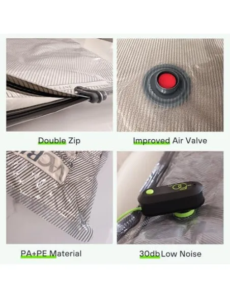 Vacbird Vacuum Storage Bags, 15 Pack Reusable Space Saver Bags with Electric Air Pump, Double Zip and Airtight Valve for Travel 