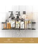 Set 2 rafturi organizatoare de colt, cu suport autoadeziv, fara gaurire, pentru baie sau bucatarie