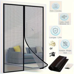 Set 3 Perdele Magnetice Antiinsecte, 190x100 cm, Închidere Automată 2