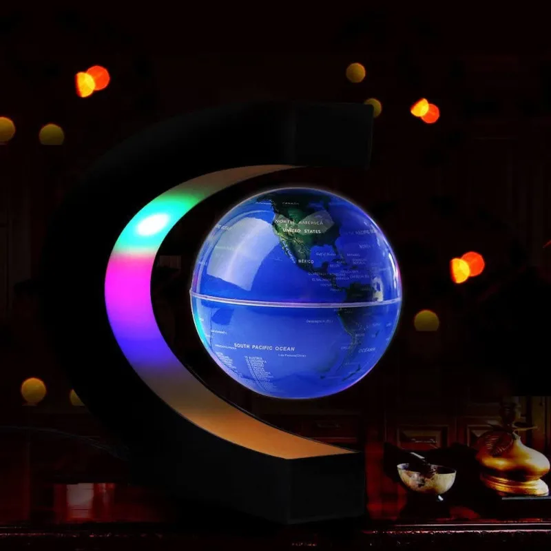 Glob anti-gravitațional plutitor magnetic Harta lumii cu lumină LED