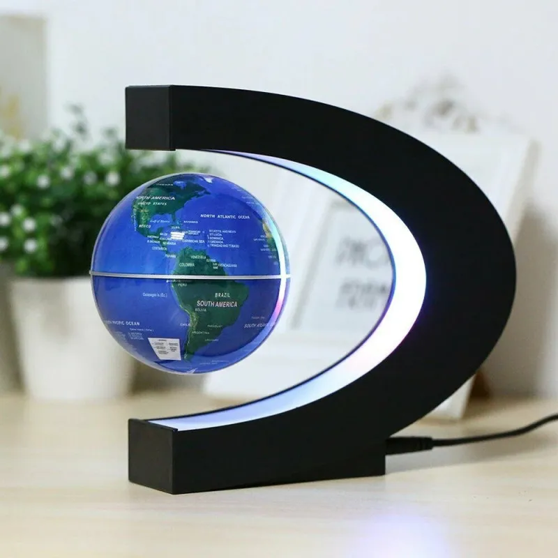 Glob anti-gravitațional plutitor magnetic Harta lumii cu lumină LED