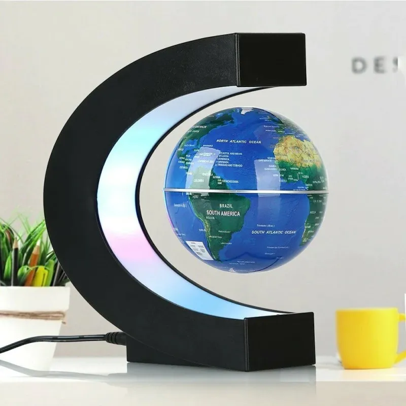 Glob anti-gravitațional plutitor magnetic Harta lumii cu lumină LED