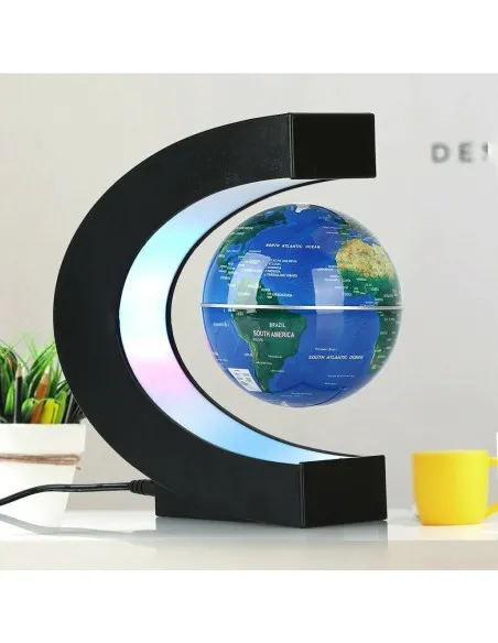 Glob anti-gravitațional plutitor magnetic Harta lumii cu lumină LED