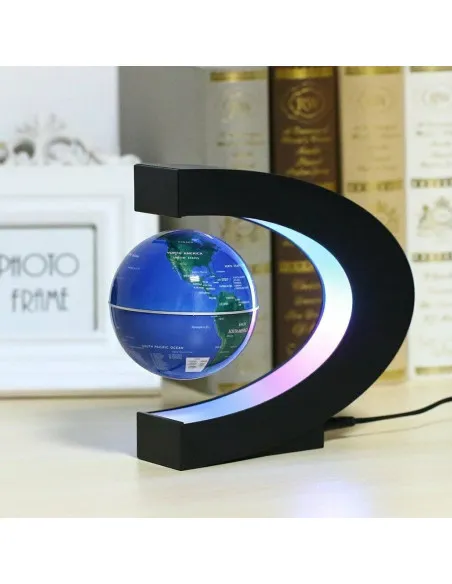 Glob anti-gravitațional plutitor magnetic Harta lumii cu lumină LED