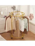 Suport haine rotund inox cu roți, 40 kg