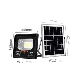 Proiector Solar IP66 cu Telecomandă și Senzor,50W/100W/150W/200W/300W/400W/500W/600W/1200W Negru 2