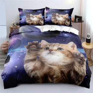 Set Lenjerie Pat Cosmic Cat ZAHHYG 135×200 cm Microfibră 2