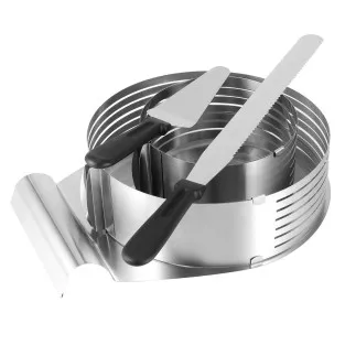 Set 5 Piese pentru Tăierea Tortului cu 2 Inele Ajustabile cu spatule si cutit – Accesoriu Patiserie 2