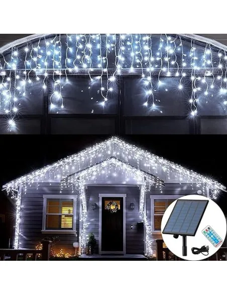 Instalatie Solara franjuri, turturi ingali, lungime12m , 300 led-uri, diverse culori