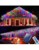 Instalatie Solara franjuri, turturi ingali, lungime12m , 300 led-uri, diverse culori