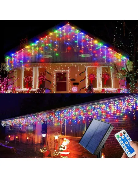 Instalatie Solara franjuri, turturi ingali, lungime12m , 300 led-uri, diverse culori