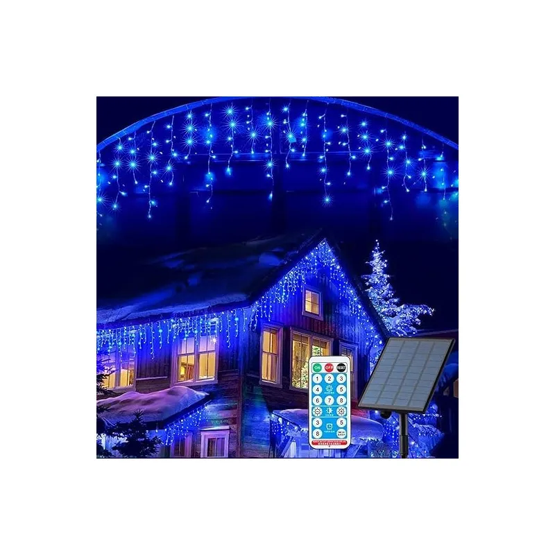 Instalatie Solara franjuri, turturi ingali, lungime12m , 300 led-uri, diverse culori