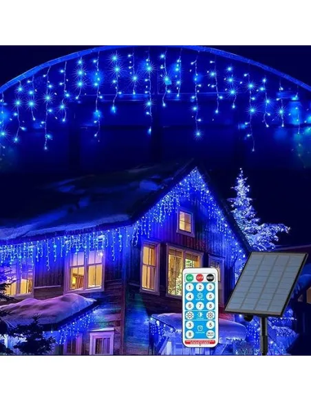 Instalatie Solara franjuri, turturi ingali, lungime12m , 300 led-uri, diverse culori