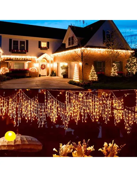 Instalatie Solara franjuri, turturi ingali, lungime12m , 300 led-uri, diverse culori