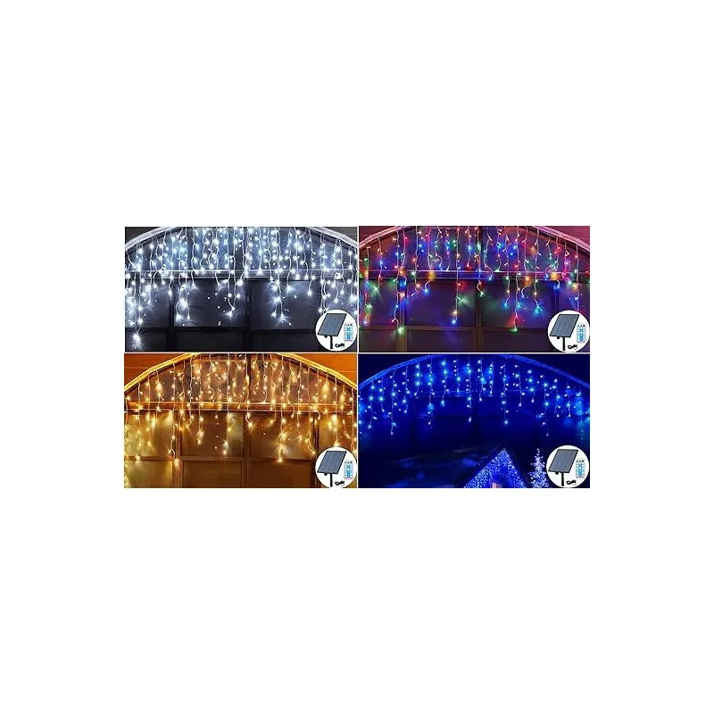 Instalatie Solara franjuri, turturi ingali, lungime12m , 300 led-uri, diverse culori