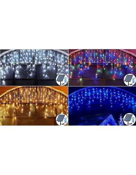 Instalatie Solara franjuri, turturi ingali, lungime12m , 300 led-uri, diverse culori