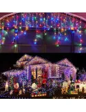 Instalatie Solara franjuri, turturi ingali, lungime12m , 300 led-uri, diverse culori