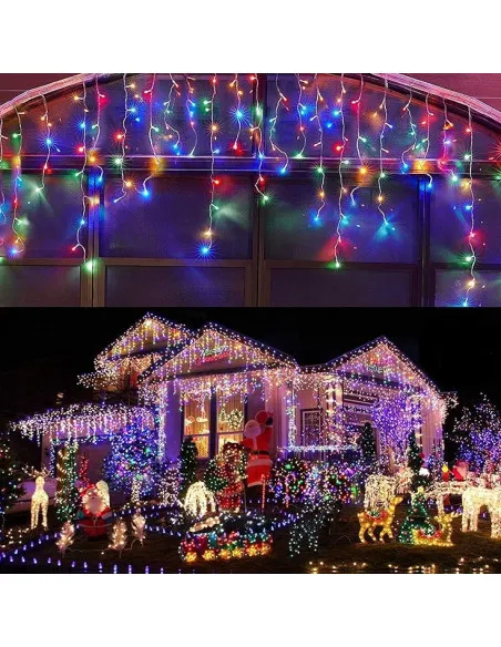 Instalatie Solara franjuri, turturi ingali, lungime12m , 300 led-uri, diverse culori
