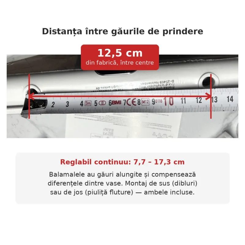 Capac WC formă D cu închidere lentă Küstenlinie, Duroplast antibacterial, 455x360 mm, flanșe reglabile 77-173 mm, alb