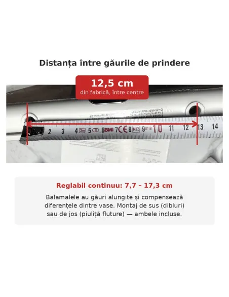 Capac WC formă D cu închidere lentă Küstenlinie, Duroplast antibacterial, 455x360 mm, flanșe reglabile 77-173 mm, alb