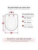 Capac WC formă D cu închidere lentă Küstenlinie, Duroplast antibacterial, 455x360 mm, flanșe reglabile 77-173 mm, alb