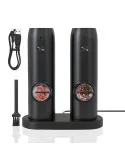 Set 2 rasnite electrice pentru sare si piper, cu baza de incarcare si cablu USB