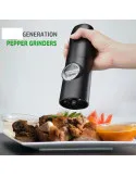Set 2 rasnite electrice pentru sare si piper, cu baza de incarcare si cablu USB