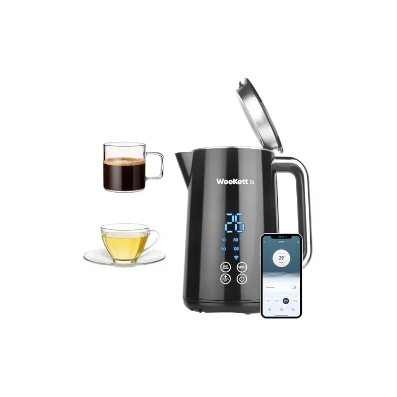 Cana cu incalzire, Inteligenta, WEEKETT 1.7L, Control Vocal Alexa, 3000W, Temperatura Ajustabilă, Negru