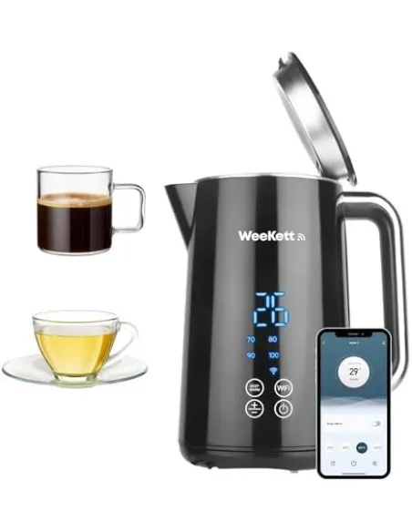 Cana cu incalzire, Inteligenta, WEEKETT 1.7L, Control Vocal Alexa, 3000W, Temperatura Ajustabilă, Negru