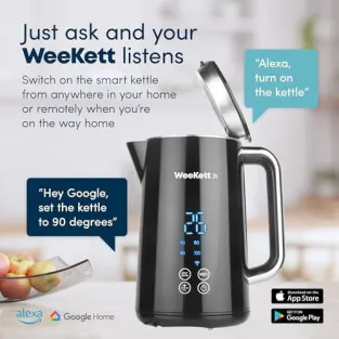 Cana cu incalzire, Inteligenta, WEEKETT 1.7L, Control Vocal Alexa, 3000W, Temperatura Ajustabilă, Negru 2