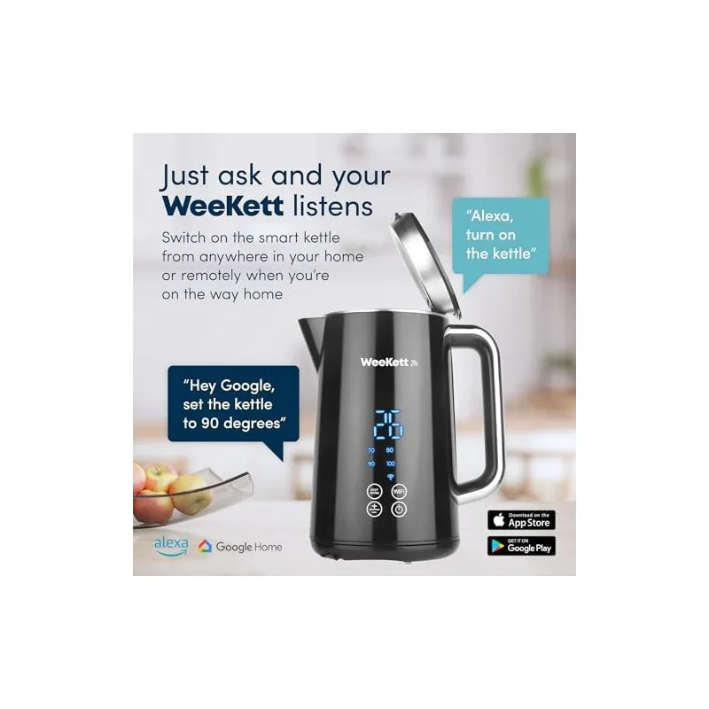 Cana cu incalzire, Inteligenta, WEEKETT 1.7L, Control Vocal Alexa, 3000W, Temperatura Ajustabilă, Negru