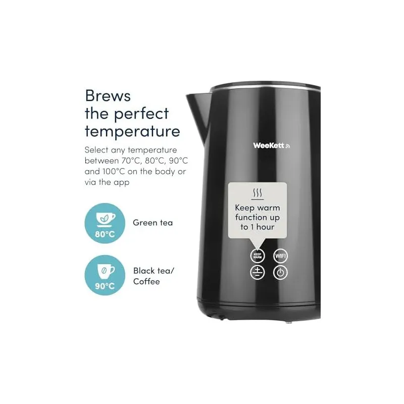Cana cu incalzire, Inteligenta, WEEKETT 1.7L, Control Vocal Alexa, 3000W, Temperatura Ajustabilă, Negru