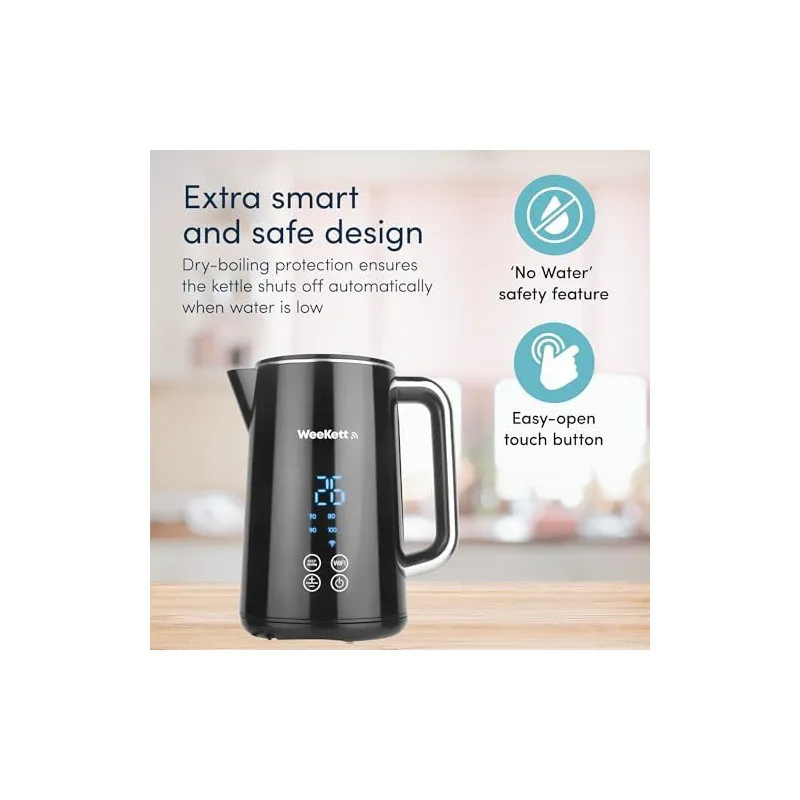 Cana cu incalzire, Inteligenta, WEEKETT 1.7L, Control Vocal Alexa, 3000W, Temperatura Ajustabilă, Negru