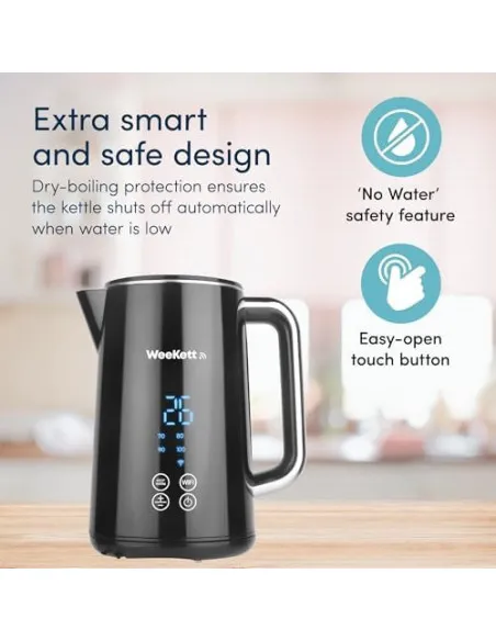 Cana cu incalzire, Inteligenta, WEEKETT 1.7L, Control Vocal Alexa, 3000W, Temperatura Ajustabilă, Negru